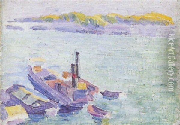 Barques Et Remorqueurs Oil Painting - Louis Hayet