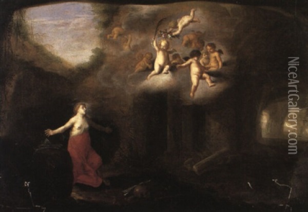 La Madeleine Penitente Dans Une Grotte Oil Painting - Johan van Haensbergen