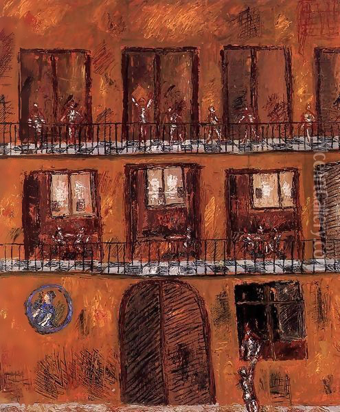 Tenement house Oil Painting - Geza Bornemisza