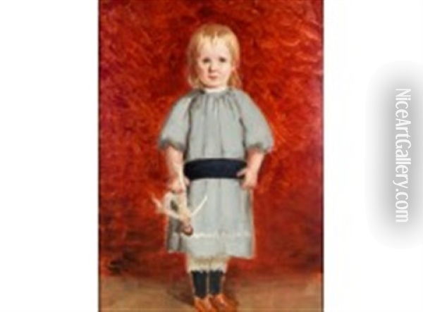 Girl With A Doll Oil Painting - Adolf von Becker