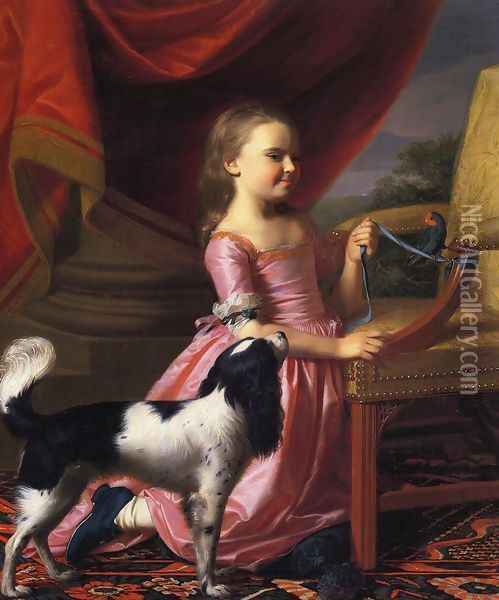 Young Lady with a Bird and Dog Oil Painting - John Singleton Copley