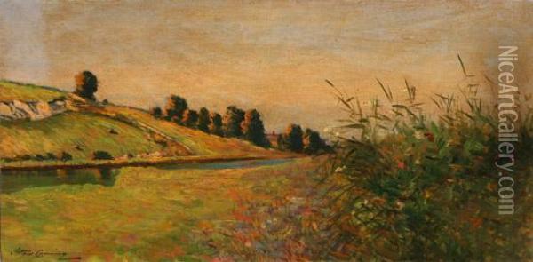 River Landscape, Spring Oil Painting - Arthur Cumming