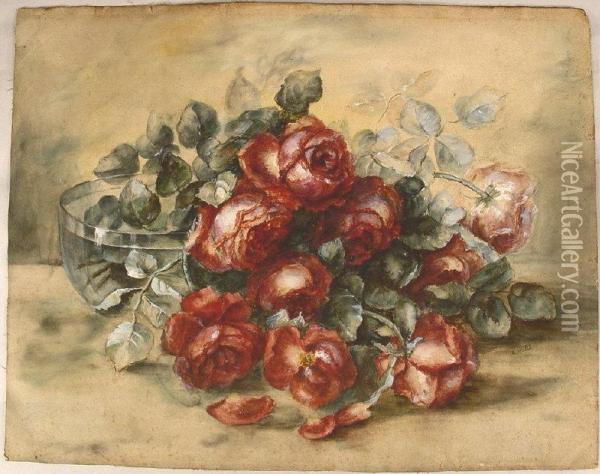 Roses Stilllife Oil Painting - Edith M. Kemp-Welch