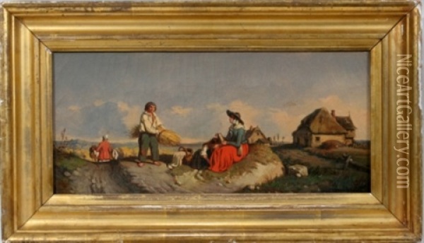 The Harvesters Oil Painting - Tony-Francois de Bergue