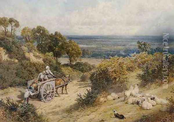 Near Hindhead, Surrey Oil Painting - Myles Birket Foster
