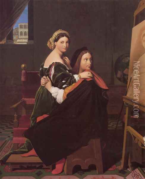 Raphael and the Fornarina Oil Painting - Jean Auguste Dominique Ingres