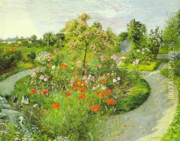 Bluhender Garten Oil Painting - Hans Andersen Hansen