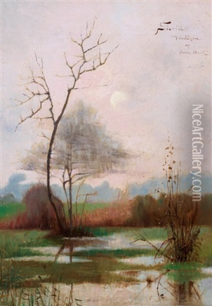 Flodlandskap Fran Montcourt Oil Painting - Julia Beck