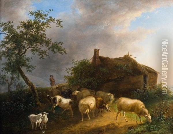 Schaapherder Met Zijn Kudde Oil Painting - Jean-Baptiste De Roy