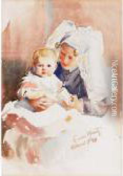 Woman And Child Oil Painting - Laura Adeline Muntz-Lyall
