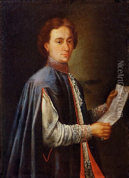 Ritratto Di Mons. C. Bentivoglio Oil Painting - Pier Leone Ghezzi