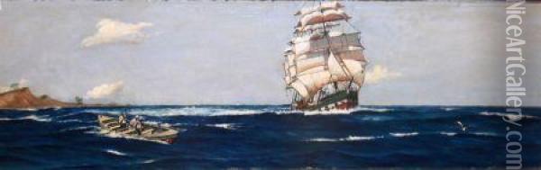 Off St Georges Bermuda Oil Painting - J. Harris