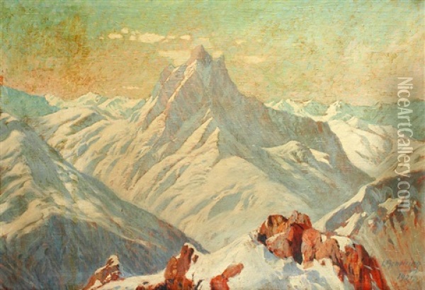 Mountain Scenery Oil Painting - Leopold Scheiring