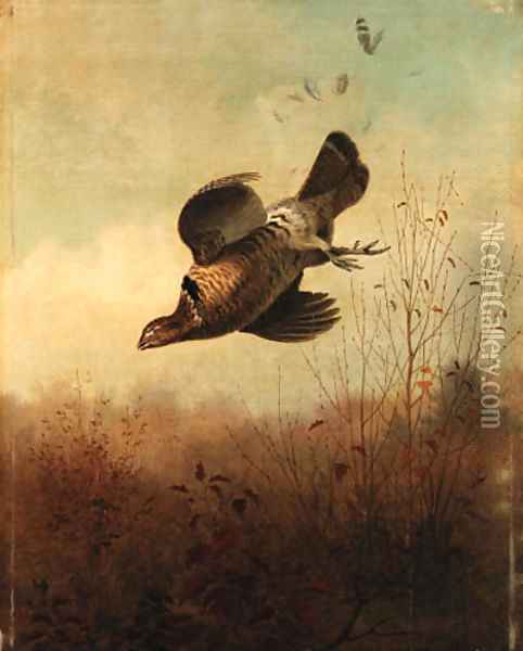 An American Grouse Oil Painting - Thomas Hewes Hinckley