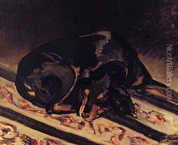 The Dog Rita Asleep Oil Painting - Jean Frederic Bazille