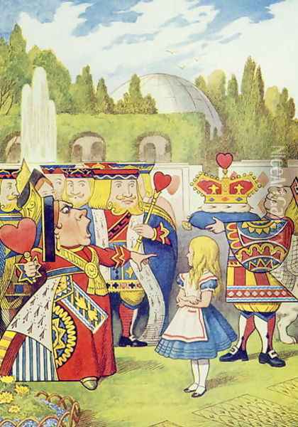 The Queen has come! And isnt she angry., illustration from Alice in Wonderland by Lewis Carroll 1832-98 Oil Painting - John Tenniel