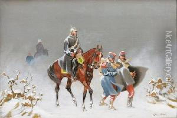 Soldiers In The Snow Ii Oil Painting - Christian I Sell
