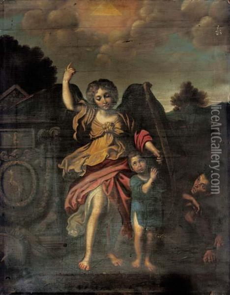 An Infant And Angel Oil Painting - Bartolomeo Schedoni
