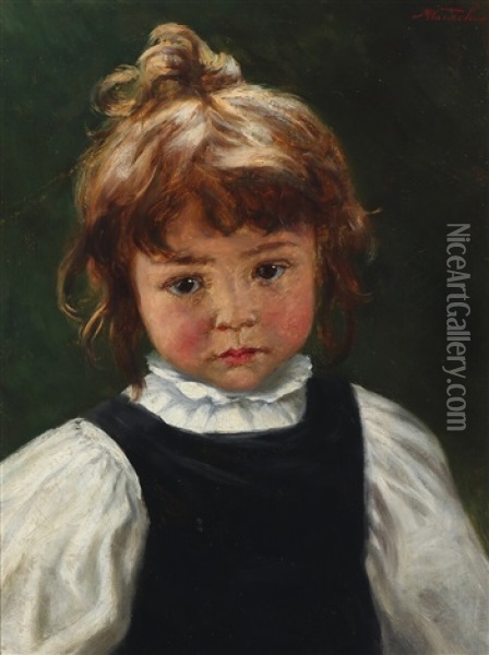 A Girl's Portrait Oil Painting - Marie (Mizzi) Wunsch