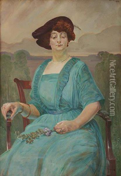 Portret Kobiety W Kapeluszu Z Piorem Oil Painting - Jacek Malczewski