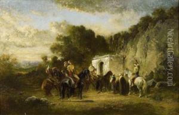 Halte De Cavaliers Arabes Oil Painting - Honore Boze