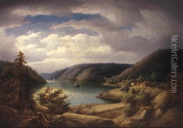 Landskap Med Berg Och Vatten Oil Painting - Carl Abraham Rothsten