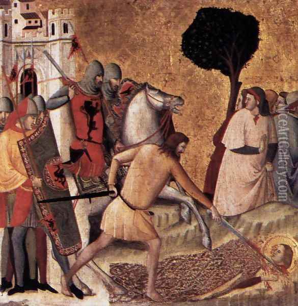 Scenes from the Life of St Colomba Beheading of St Colomba 1340s Oil Painting - Giovanni Baronzio