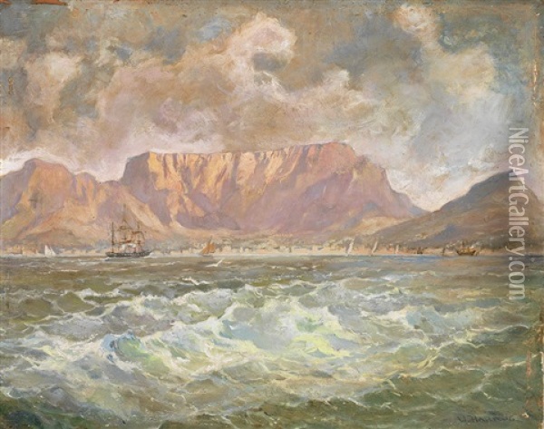 Blick Auf Kapstadt Und Den Tafelberg Oil Painting - Walter Hartwig