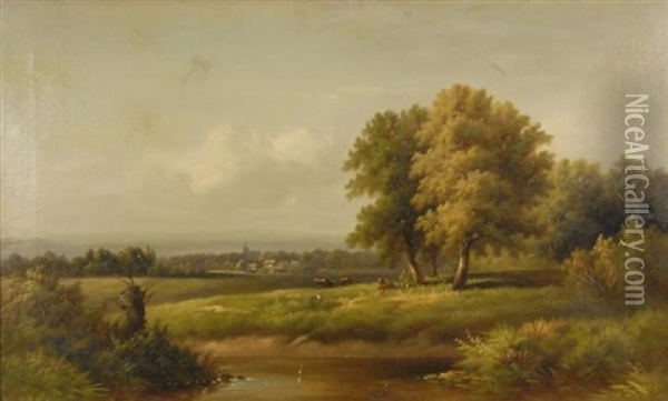 Pastoral Sunlit Landscape Oil Painting - Gunther Hartwick