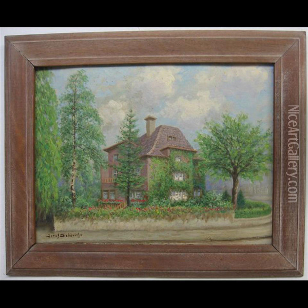 Old House Oil Painting - Josef Dederichs
