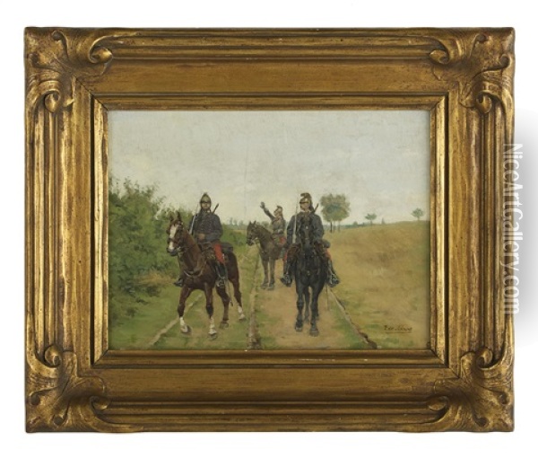 French Soldiers On Horseback Oil Painting - Pierre Petit-Gerard