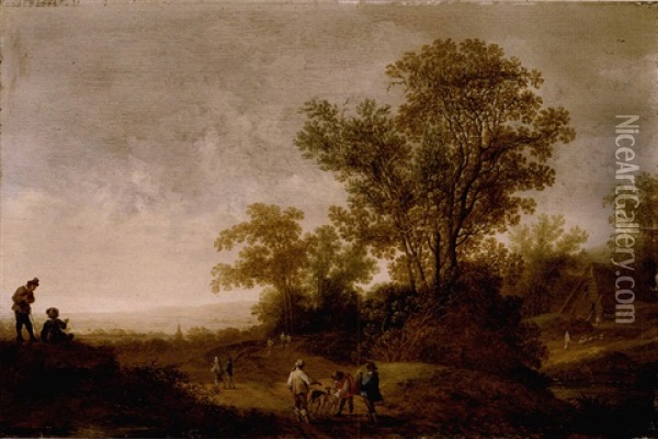 A River Landscape With A Hawking Party Oil Painting - Pieter Jansz van Asch