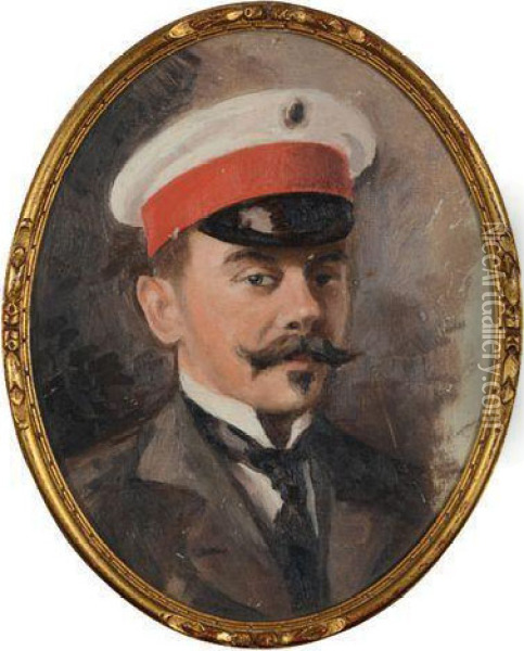 Etude Preparatoire Pour Le Portrait Du Baron Rausch De Traubenberg. Oil Painting - Valentin Aleksandrovich Serov