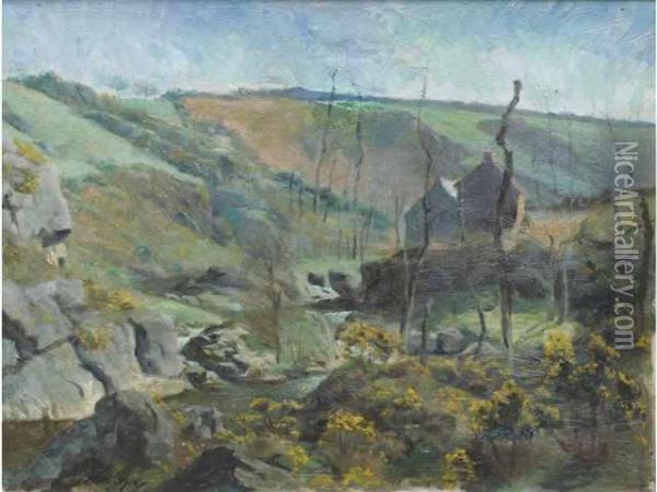 Le Ruisseau Dans La Campagne Bretonne Oil Painting - Arthur Midy