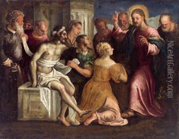 La Resurrezione Di Lazzaro Oil Painting - Tiziano Vecellio (Titian)