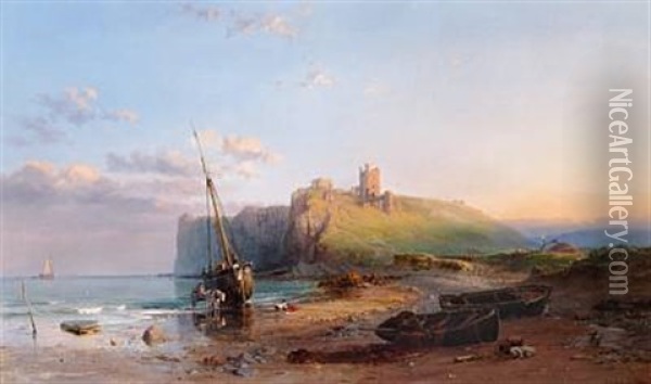 Ruins Of Dunstanborough Castle Oil Painting - Samuel Phillips Jackson
