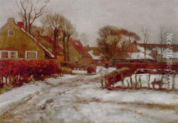 A Village In Winter Oil Painting - Willem Hendrick Eickelberg