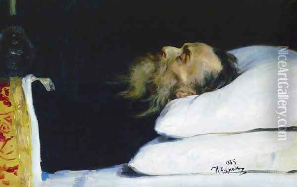 Historian Nikolai Ivanovich Kostomarov in His Coffin Oil Painting - Ilya Efimovich Efimovich Repin