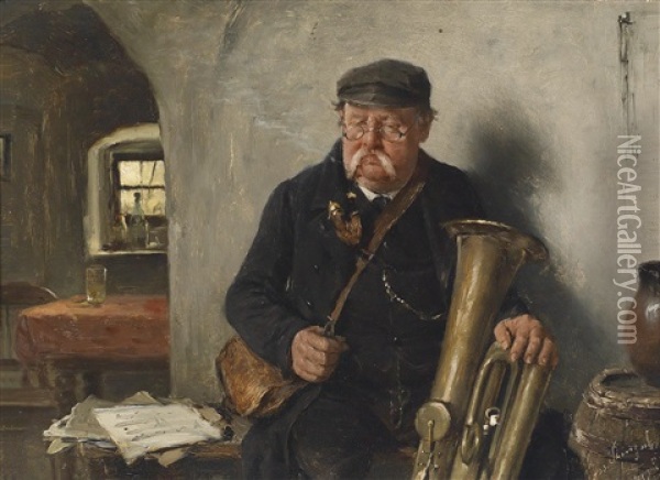 Der Tubaspieler Oil Painting - Josef Kinzel