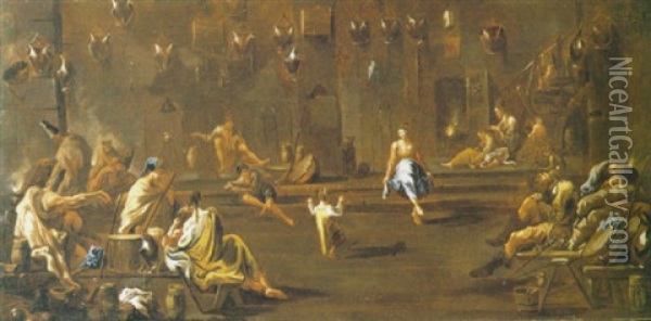 Scena Di Ballo Con Pitocchi Nella Sala Delle Armi Oil Painting - Alessandro Magnasco