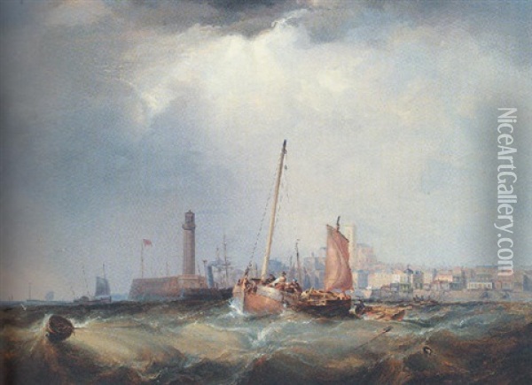 Margate From The Sea Oil Painting - Sir George Chambers