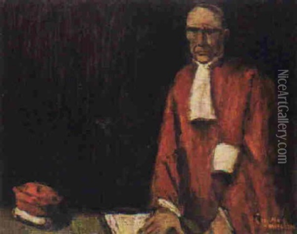 Portrait Of A Judge Oil Painting - Eugene van Mieghem