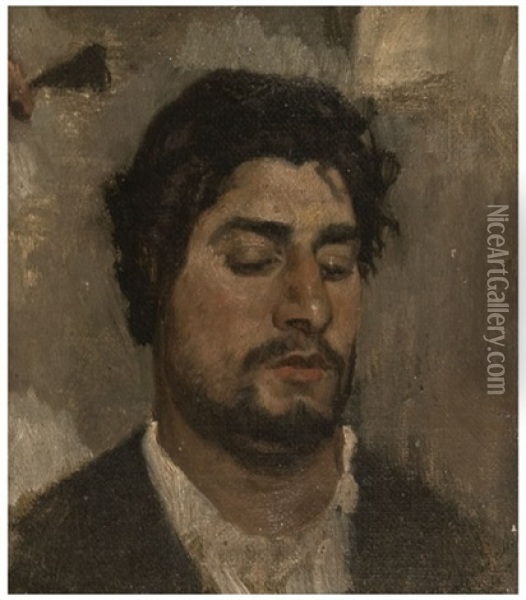 Portrait Of An Italian Man Oil Painting - Pavel Osipovich Kovalevsky