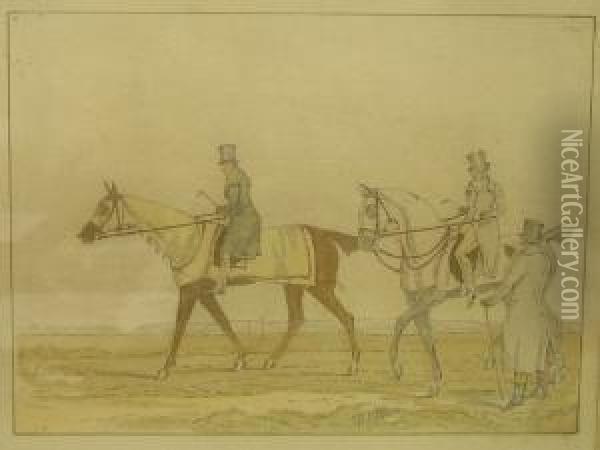 Gentlemen And Horses, Pencil& Watercolour Oil Painting - Henry Thomas Alken