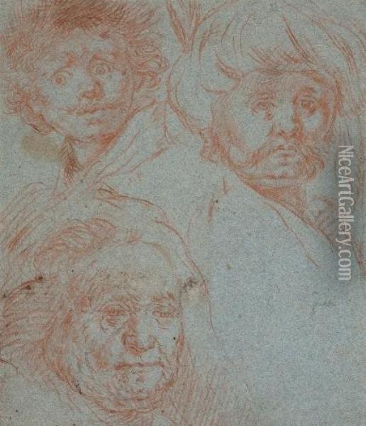 Kopfstudien Oil Painting - Rembrandt Van Rijn