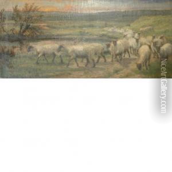 Pastorale With Sheep Oil Painting - Edgar Wills