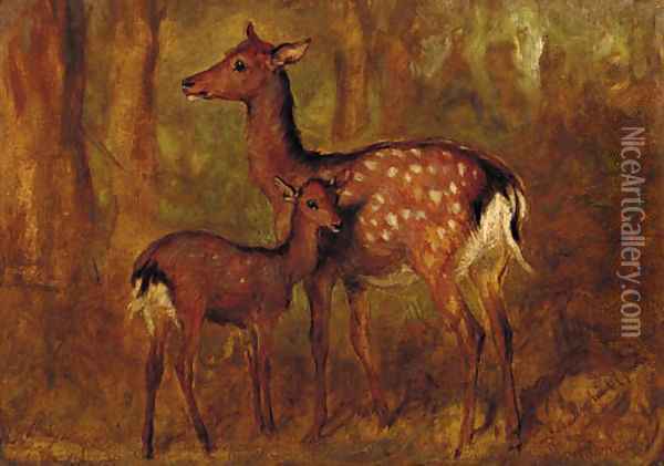 Japanese deer at Talliallan Oil Painting - Gourlay Steell