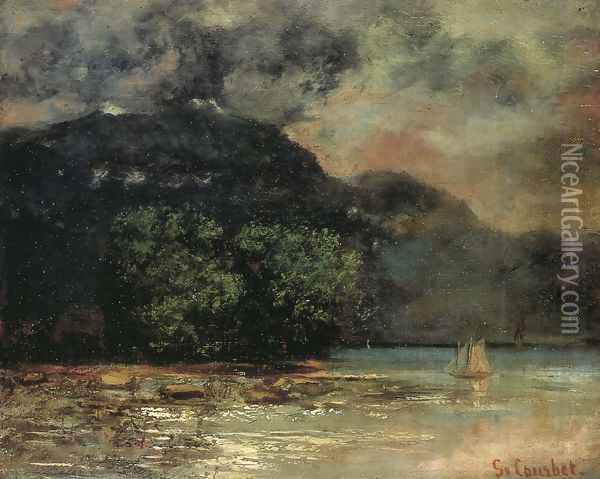 Lake Geneve before the Storm Oil Painting - Gustave Courbet