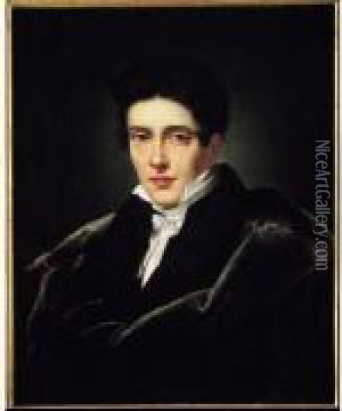 Portrait De Jeune Homme Portant Une Cape Oil Painting - Merry Joseph Blondel
