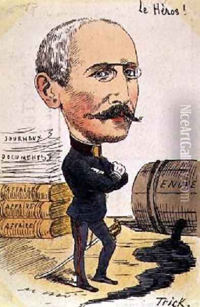 The Hero cartoon of Captain Alfred Dreyfus 1859-1935 Oil Painting - Gabriel (Trick) Liquier